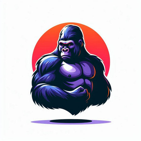 gorilla vector illustration on white background with sun and space for textのイラスト素材