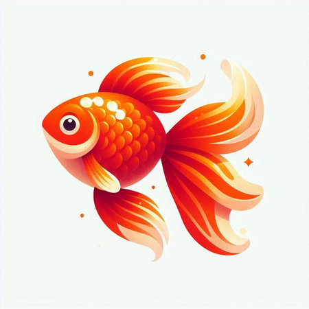 Goldfish. Vector illustration. Isolated on a white background.のイラスト素材