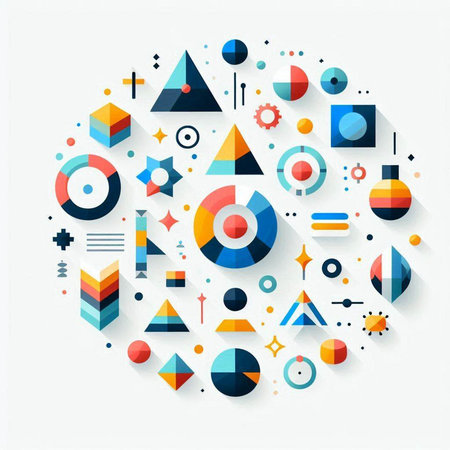 Abstract geometric background with circles and lines. Vector illustration. Eps 10のイラスト素材