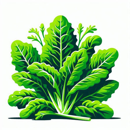 Vector illustration of fresh green chard leaves isolated on white background.のイラスト素材