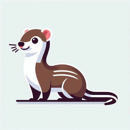 Cute ferret on a light background. Vector illustration in flat style.のイラスト素材