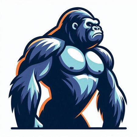 Gorilla in front of a white background. Vector illustration.のイラスト素材