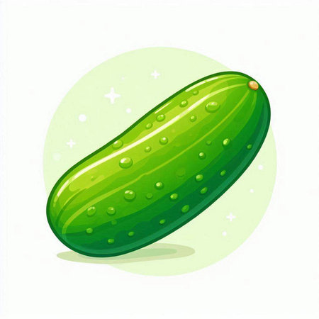 Cucumber. Vector illustration of a fresh green cucumber.のイラスト素材