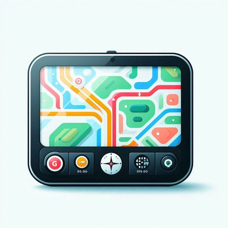 GPS navigation map on a modern touch screen device, vector illustrationのイラスト素材