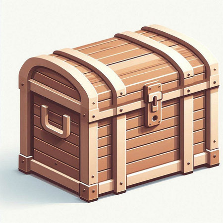 Wooden chest on a white background. 3d render illustration.のイラスト素材