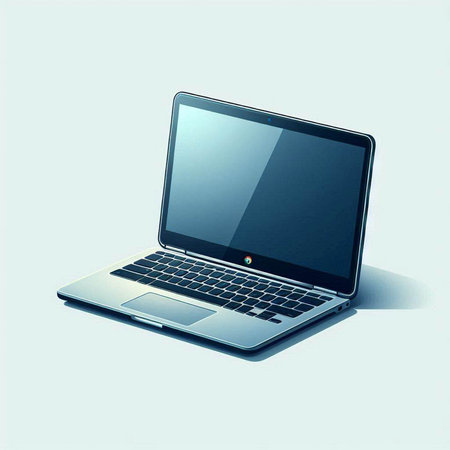 Laptop computer with blank screen isolated on white background. 3d renderのイラスト素材