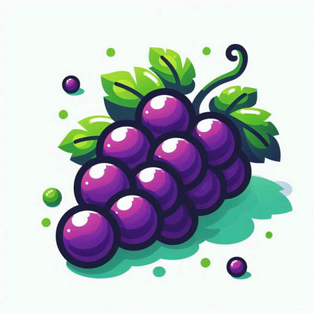 Grapes with leaves isolated on white background. Vector illustration.のイラスト素材