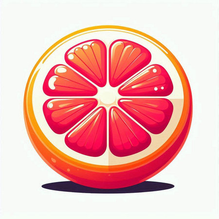 Vector illustration of a slice of red grapefruit on a white backgroundのイラスト素材