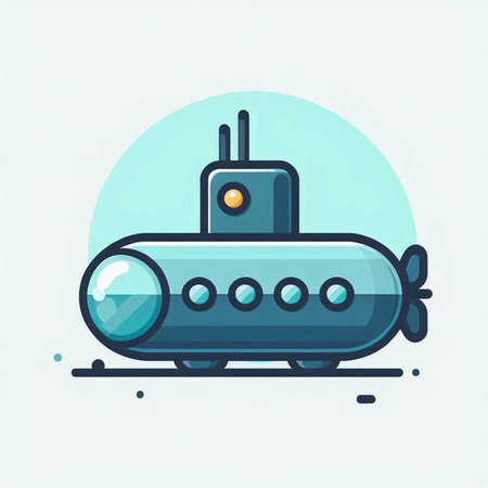 Submarine icon. Flat illustration of submarine vector icon for web designのイラスト素材