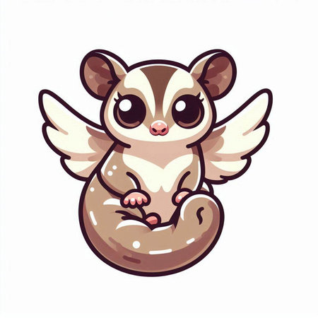 Cute little sugar glider isolated on white background. Vector illustration.のイラスト素材