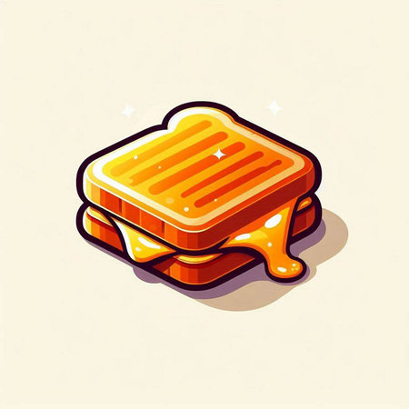 Illustration of a sandwich with honey, isolated on a white background.のイラスト素材