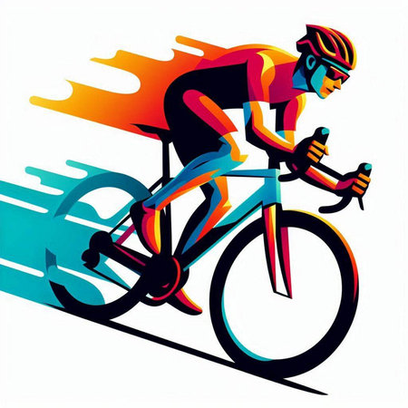 Cyclist in action on a road bike. Vector illustration.のイラスト素材