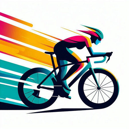 Cyclist vector illustration, abstract colorful background, eps10のイラスト素材