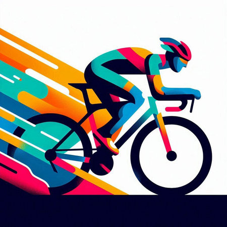 Cyclist in action. Colorful background. Vector illustration.のイラスト素材