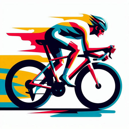 Cyclist riding on the road, extreme sport, vector illustrationのイラスト素材