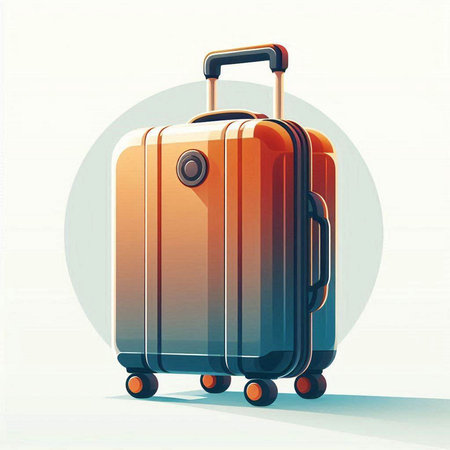 Vector illustration of a travel suitcase on wheels isolated on white background.のイラスト素材