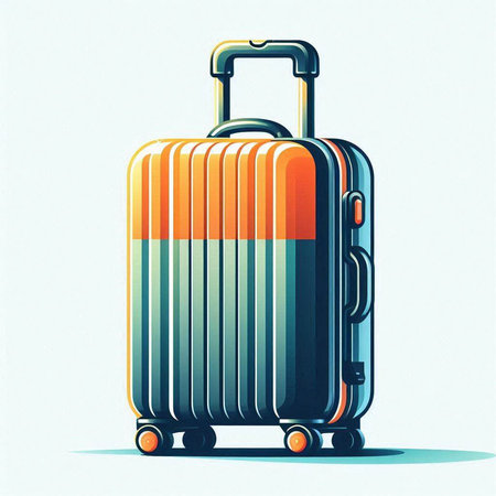 Vector illustration of a suitcase on wheels isolated on a white background.のイラスト素材
