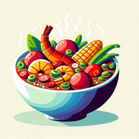 Vegetable salad in a bowl. Healthy food. Vector illustration.のイラスト素材
