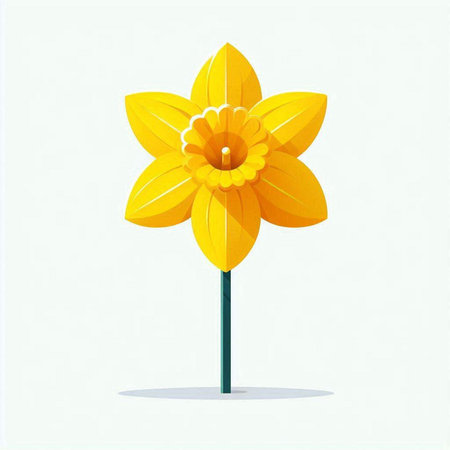 Yellow daffodil on a white background. Vector illustration.のイラスト素材