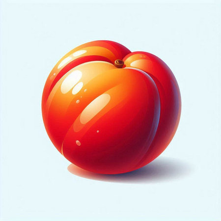 Illustration of a fresh red tomato on a blue background with shadowのイラスト素材