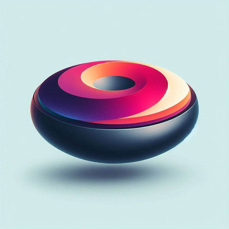 abstract 3d illustration of colorful sphere with shadow on blue backgroundのイラスト素材