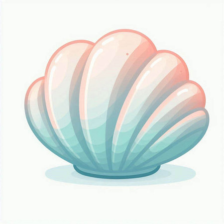 Illustration of a sea shell on a white background, vector illustrationのイラスト素材