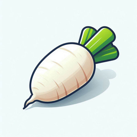 Daikon radish on a white background. Vector illustration.のイラスト素材