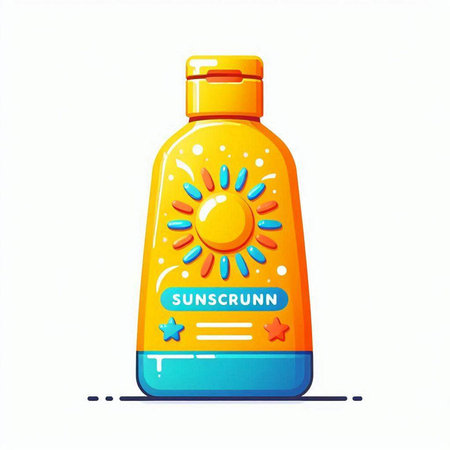 Sunscreen bottle. Sunblock in flat style. Vector illustration.のイラスト素材