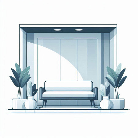 Interior of a modern living room in a flat style. Vector illustrationのイラスト素材