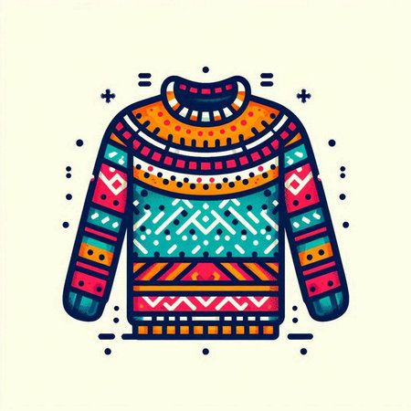Vector illustration of a sweater with a pattern in the style of doodle.のイラスト素材