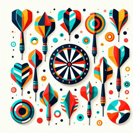 Darts and darts. Colorful vector illustration in flat style.のイラスト素材