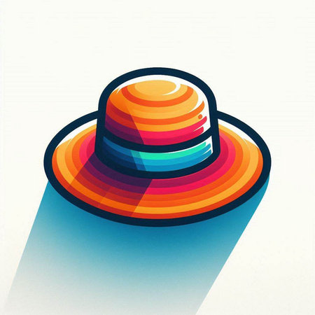 Illustration of a colorful hat on a white background with shadow.のイラスト素材