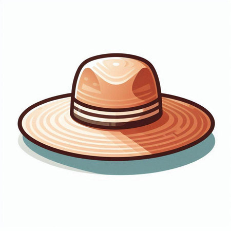 Vector illustration of a straw hat on a white background. Cartoon style.のイラスト素材