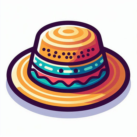 Illustration of a colorful hat on a white background. Vector illustrationのイラスト素材