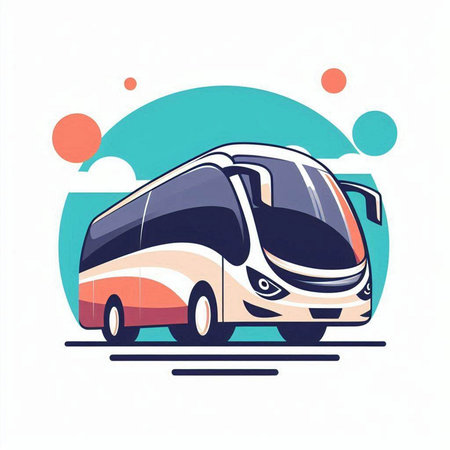 Bus vector illustration, flat design. Transportation concept. Bus icon.のイラスト素材