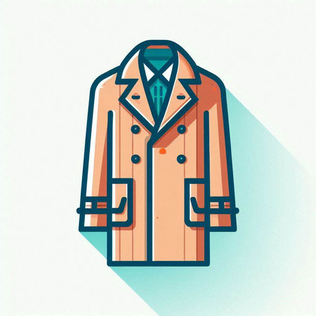 Mens coat icon, vector illustration. Flat design style with long shadowのイラスト素材