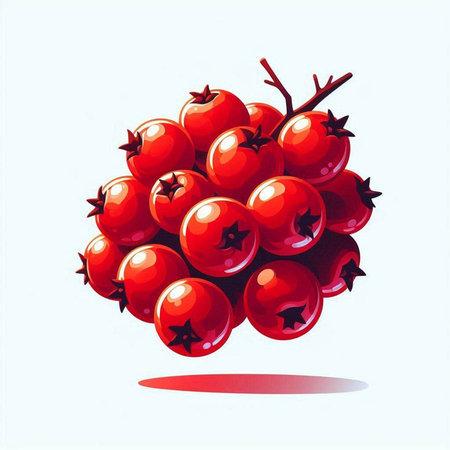 Vector illustration of a bunch of red berries on a white background.のイラスト素材
