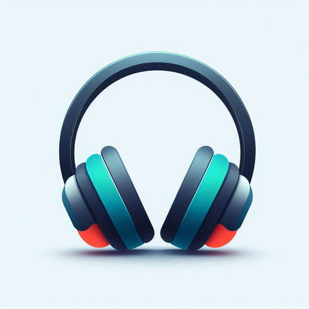 Headphones with blue and red colors on a white background. Vector illustration.のイラスト素材