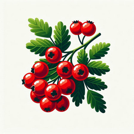 Red currant berries on a branch with green leaves. Vector illustration.のイラスト素材