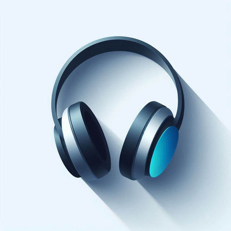 Headphones icon. 3d illustration. Blue background. Isolated.のイラスト素材