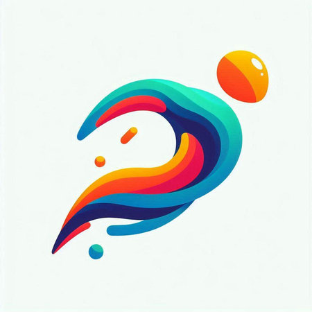 Colorful abstract vector illustration of a man with a ball in his handのイラスト素材