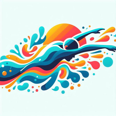 Swimmer in the water. Vector illustration of a swimming pool.のイラスト素材