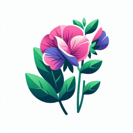 Beautiful colorful flowers isolated on a white background. Vector illustration.のイラスト素材