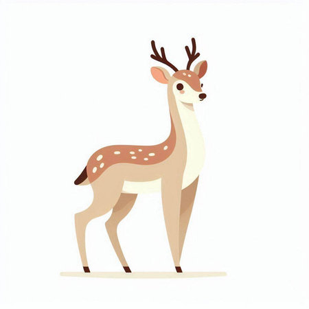 deer isolated on white background. vector illustration in flat style.のイラスト素材
