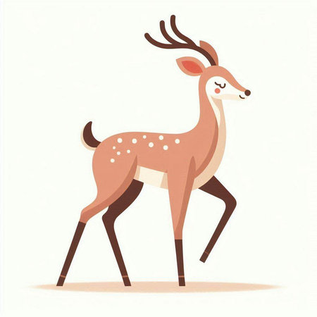 Cute deer isolated on a white background. Vector illustration in cartoon style.のイラスト素材