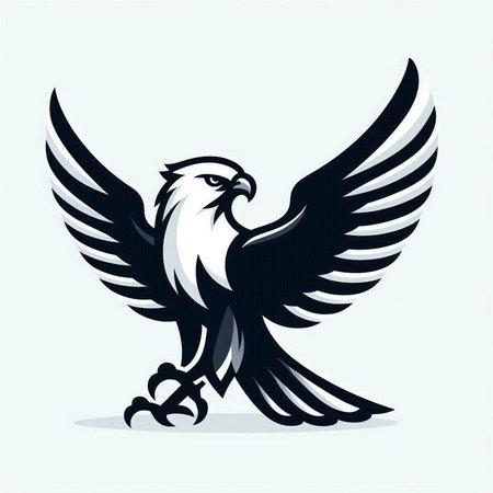 Eagle with wings on a light blue background. Vector illustration.のイラスト素材