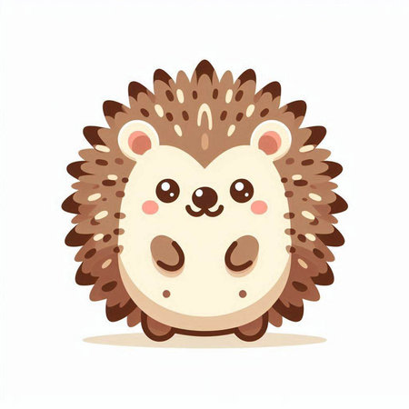 Cute cartoon hedgehog. Vector illustration isolated on white background.のイラスト素材