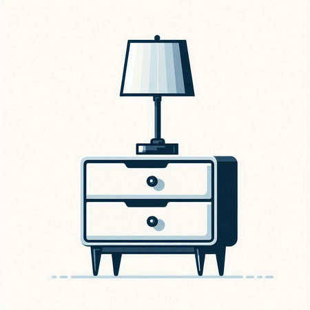 Nightstand with a lamp on a white background. Vector illustration.のイラスト素材