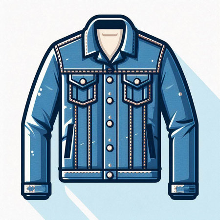 Denim jacket with pockets. Vector illustration of a denim jacket.のイラスト素材