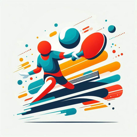 Table tennis player with racket and ball. Abstract background. Vector illustration.のイラスト素材